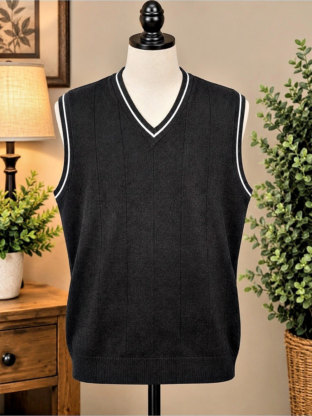Men's Black V-Neck Sweater Vest